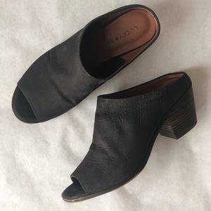 Lucky Brand heeled open-toed mule grey leather
